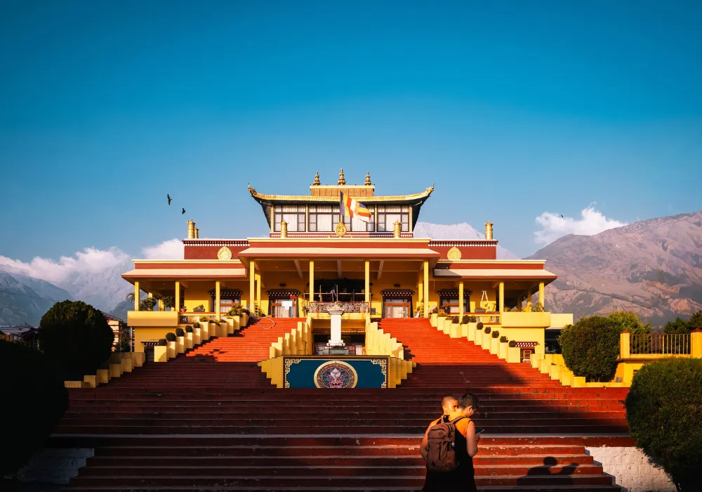 Dharamshala valley backed by the snow-covered Dhauladhar mountain range