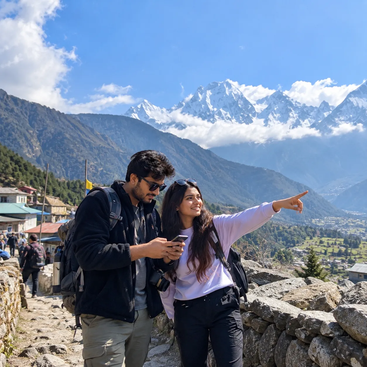 Traveller exploring a mountain destination