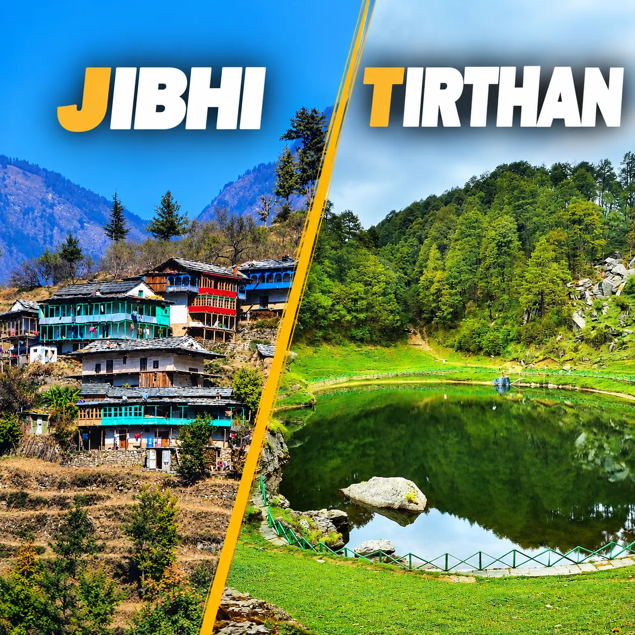 Tranquil river valley and pine forests in Jibhi and Tirthan