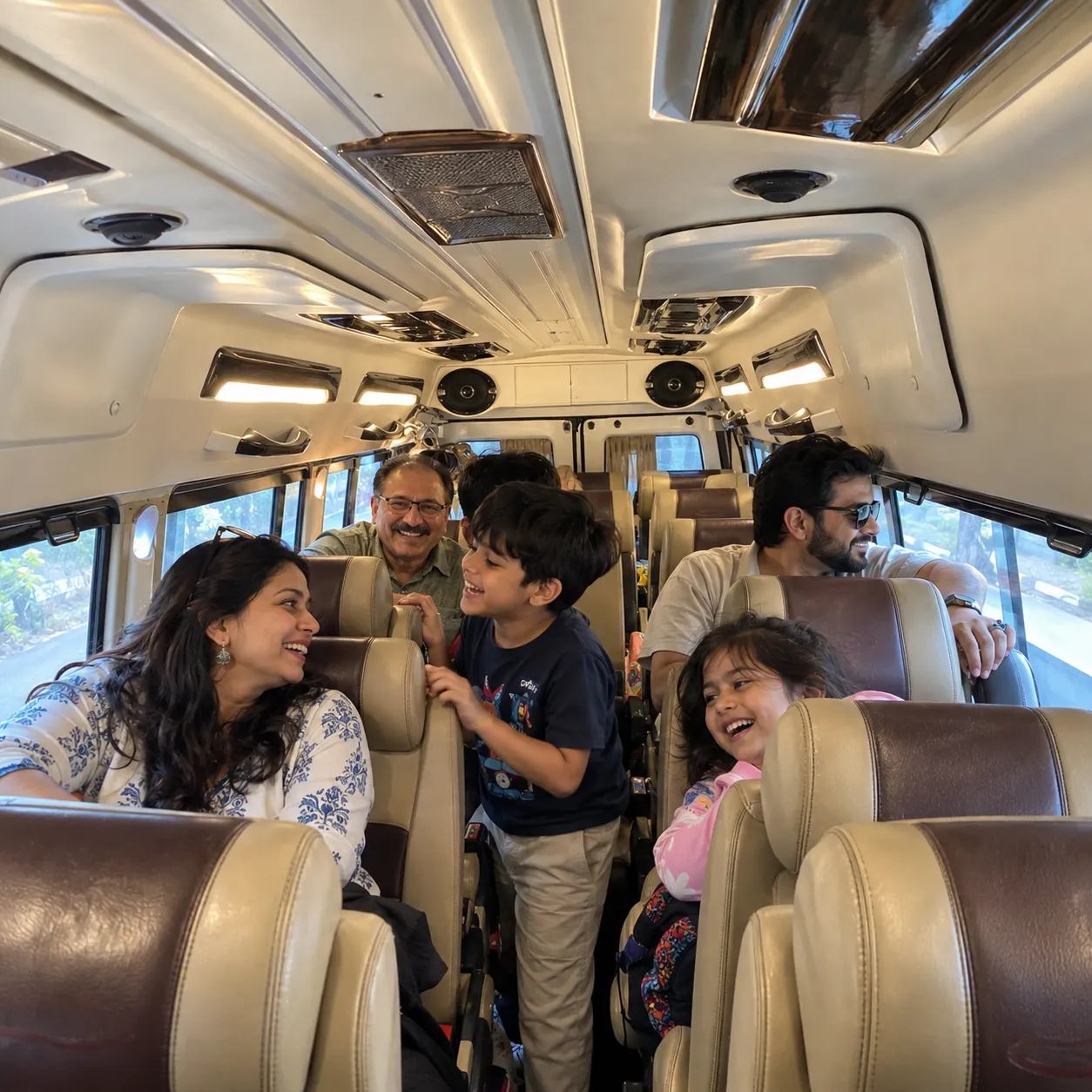 Family enjoying a road trip
